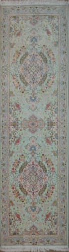 Ковёр 0,85х3,06 Tabriz Medallion 70R BENAM 236366 750.000уз шерсть+шёлк осн.шёлк green/green Иран