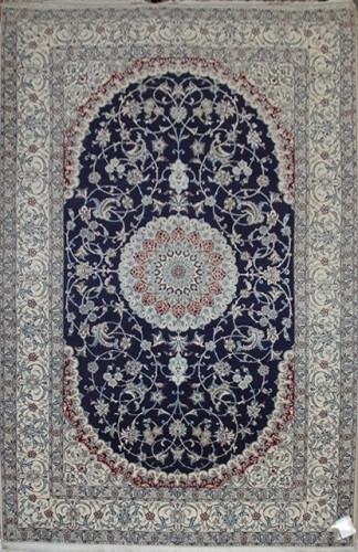 Ковёр 1,81х2,70 Nain 6La Medallion HABIBIAN 232403 850т.уз шерсть+шёлк осн.хлопок d.blue/beige Иран