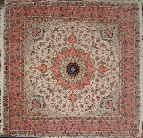 Ковёр 2,50х2,54 Tabriz Medallion BENAM 232133 500.000уз шерсть+шёлк осн.хлопок cream/copper Иран