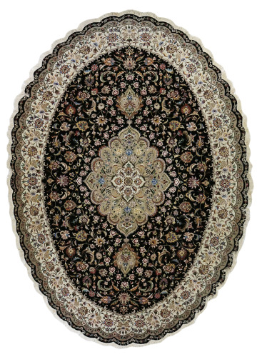 Ковёр 2,45х3,51 Tabriz Medallion BENAM 236878 500.000уз шерсть+шёлк осн.шёлк d.blue/green овал Иран