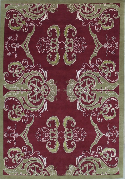 Ковёр 2,02х3,00 WH610034 шерсть,шелк бордо,грин