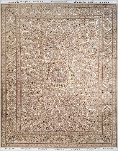 Ковёр 3,01х4,05 Tabriz Gonbad Saghfi ESKANDARI 236755 500т.уз шерсть+шёлк осн.шёлк beige/beige Иран