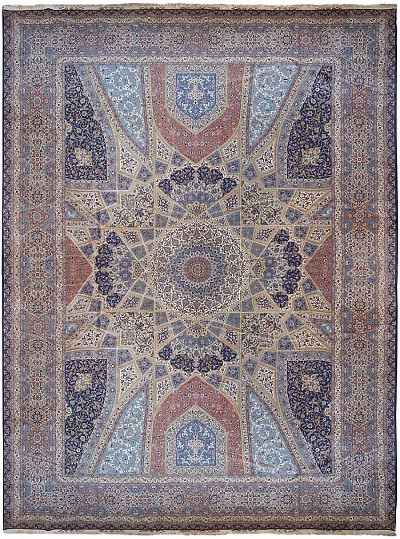 Ковёр 5,10х7,10 Tabriz Gonbad 201411 500т.уз шерсть+шёлк осн.шёлк mix/mix Иран