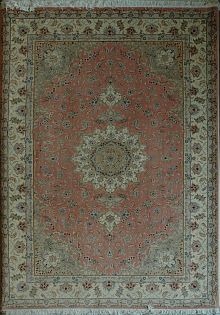 Ковёр 2,05х2,98 TABRIZ MEDALLION 290028 500.000уз шерсть+шёлк осн.хлопок pink/beige Иран