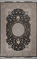 Ковёр 1,49х2,20 Tabriz Medallion 70R JALALI 232816 750.000уз шерсть+шёлк осн.шёлк black/blue Иран