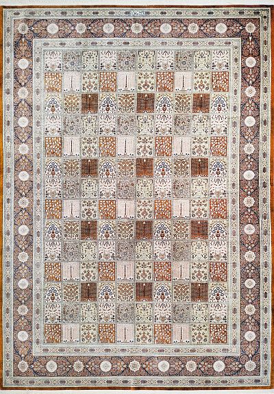 Ковёр 2,00х3,05 Ghom Kheshti MOUSAVI 235406 1млн.уз шёлк осн.шёлк mix/brown Иран