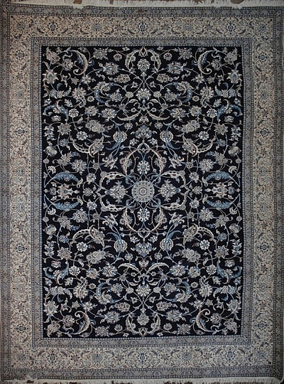 Ковёр 3,41х4,84 Nain 9La Medallion НС-429 450.000уз шерсть+шёлк осн.хлопок blue/beige Иран