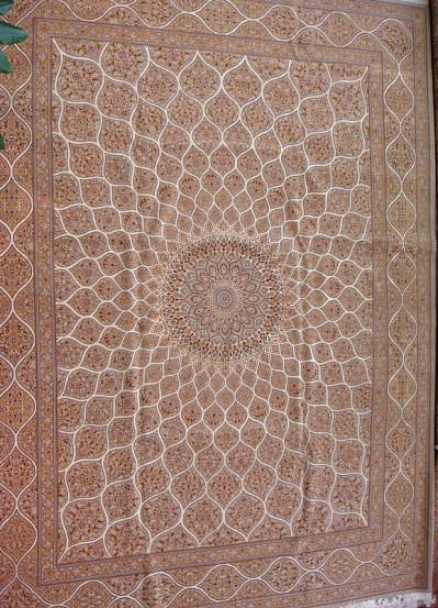 Ковёр 3,03х4,10 TABRIZ GONBAD SAGHFI 50R FRINGES 238351 500т.уз шерсть+шёлк l.brown/l.brown Иран