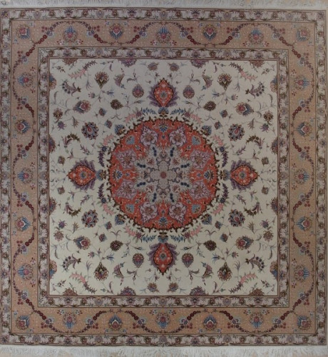 Ковёр 3,01х3,05 Tabriz Medallion НС-566 500.000уз шерсть+шёлк осн.хлопок cream/copper Иран