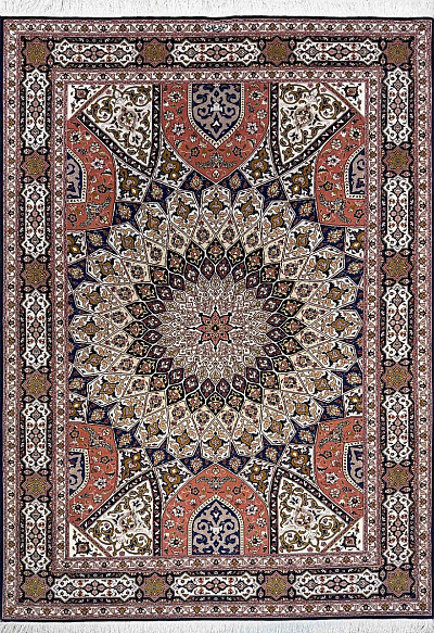 Ковёр 1,68х2,43 Tabriz Gonbad Dargahi MOHAMMADI 236865 500т.уз шерсть+шёлк осн.хлопок mix/d.blue