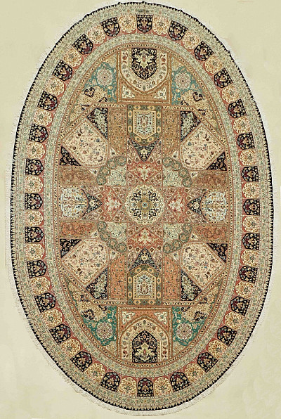 Ковёр 3,90х6,16 Tabriz Gonbad Dargahi CHAVOSHINIA 237953 500.000уз шерсть+шёлк осн.шёлк mix/mix ов