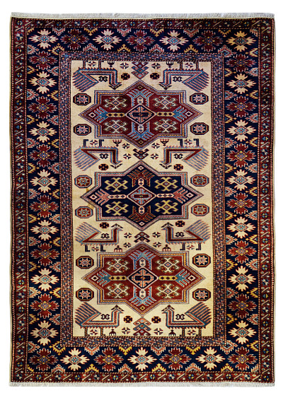 Ковёр 1,29х1,85 ОГ 154 W/W КАЗАХ шерсть 203 Афганистан