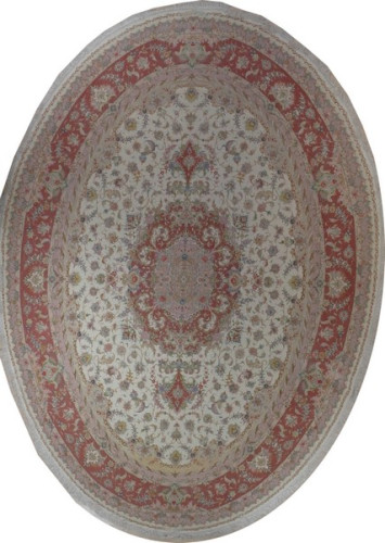 Ковёр 3,05х4,24 TABRIZ MEDALLION NASERI 237949 500.000уз шерсть+шёлк осн.шёлк cream/copper овал Иран