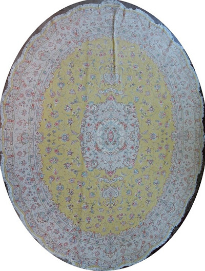 Ковёр 3,03х4,00 Tabriz Medallion SHAHLAVI 235337 500т.уз шерсть+шёлк осн.шёлк gold/beige овал Иран