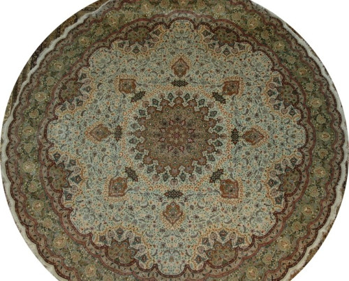 Ковёр 4,45х4,45 Tabriz Medallion SHAHSAVARPOUR 237750 500т.уз шерсть+шёлк осн.шёлк cream/green кр